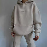 2025 New Casual Plus Velvet Long-Sleeved Hooded Hooded Trousers Set For