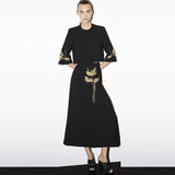 New Temperament Flower Heavy Industry Nails Seven-Sleeved Jacket Jacket Mid-Long Half Skirt