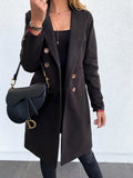Autumn Winter New Fashion Lapel Long Sleeve Women's Jackets Casual Slim Solid Double Breasted Ladies Long Jackets
