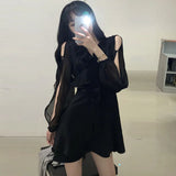 Women Solid Color Sexy All-match Fairy V-neck Sweet Elegant Korean Style Empire Slim Female Sundress Holiday Club