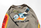Graffiti Skull Bird Print hoodie Pattern Fleece Sweatshirt Men Women High Street Sherpa Streetwear Stranger Things