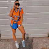 hirigin Two Piece Set Women Sexy Print Short Sleeve T-shirt+biker Shorts Summer Matching Sets Tracksuit Sweatwear