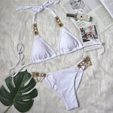 Woherb Hot-Selling New Crystal Diamond Chain Swimsuit Split Swimsuit Sexy