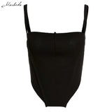 Sexy Patchwork Solid Crop Top Women Fashion Knitting Sleeveless Sling Clothing Lady Black White Slim Top 2020