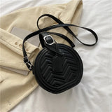 New PU Leather Small Handbag Fashion Texture Messenger Bag Trend Solid Color Single Shoulder Bag Female Portable Small Round