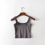 Trendy Women's Vest With Sexy Solid Color Wears A New Summer Sleeveless Blouse With High Waist And Navel Suspenders.-Outfit