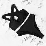 Cross Black Bikinis Solid Sexy Bikini 2020 Hot Sale Padded Bra High Waist Swimsuit Hollow Out Swimwear Women