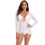 2025 New Transparent Mesh Digital Three-Piece Printed Sunscreen Beach Bikini