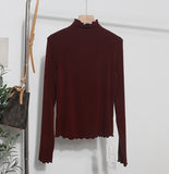 High-Necked Bottomed Shirt Women's Autumn And Winter New Bow Embroidery Inside The Top Of The Jacket T-Shirt