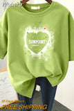Plus Size T Shirt 100% Cotton L-6XL Tshirt Short Sleeve Women Top 2023 Summer Heart Print O Neck Oversized T Shirts-Outfit