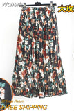 Women Summer Chiffon Floral Print Skirt High Waist A-line Elegant Skirts Beach Many Colors Mid-length Skirt QT1615-Outfit