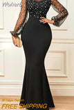 Dresses for Women Dashiki Sexy Black Sequins Mesh African Clothes Plus Size Christmas Party Bodycon Long Africa Dress-Outfit