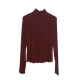 High-Necked Bottomed Shirt Women's Autumn And Winter New Bow Embroidery Inside The Top Of The Jacket T-Shirt