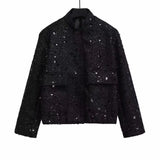 New Women's Street Personality Gold Beads Jacket Pocket