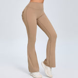 Woherb Peach Lift Hip Yoga Bell Pants Fitness Exercise Wide Leg Micro Pants High Waist Quick Dry-Outfit