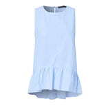 Summer Ruffle Tops ZANZEA 2022 Fashion Casual Sleeveless Blouses Tank Tunic Female Solid Hollow Blusas