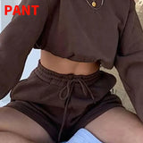 Print Women 2 Piece Set Long Sleeve Sweatshirt Sweatshorts Loose Casual Tracksuit Loungewear 2021 Autumn
