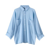Loose Women Thin Shirt Summer Long Sleeve Perspective Beach Button Up Tops Fashion Solid Casual Ladies Chiffon Sun
