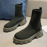 Women Boots Autumn Winter Boots Slip on Socks Shoes Women 2022 Platform Boots with Heels Botas De Mujer Knitted Botines