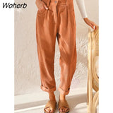 Autumn Casual Corduroy Pants Women's Loose Straight Loose Trousers for Women High Waist Pants New All-match 22883-Outfit