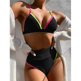 Black Bikini Set High Waist Swimsuit Women Push Up Bikini Sexy Swimwear Halter Bandage Bathing Suit Solid