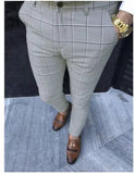 New Men's Casual Dating Men's Lattice Solid Nine-Point