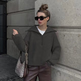 New Retro Long-Sleeved Top Loose Design Sense V-Neck Collar Women's Knitwear