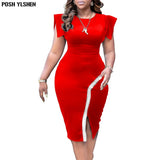 Midi Dress African Dresses for Women 2023 New Sexy Vestidos Elegant Long Bodycon Dress Fashion Split Sequins Robes Femmes-Outfit
