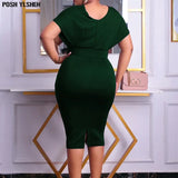 Summer Bodycon Dress African Dresses for Women 2023 Daily Elegant Bandage Robe Africaine Femme African Clothes With Belt-Outfit