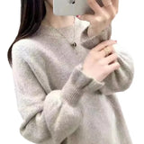 Woherb Sleeve Sweater Female Cocoon New Style Korean Version Foreign Style Versatile Languid Lazy Wind Wears Knit Bottom Unlined Upper Garment Versatile-Outfit