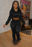 Autumn Hoodies Cropped Top and Pants Long Sleeve
