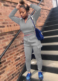 Casual Zipper Long Sleeve Hoodies and Sweatpants 2 Piece