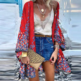 ZANZEA Women Summer Floral Printed Cardigan Bohemian Elegant Casual Loose Holiday Tops Flare Sleeved Party Kimono