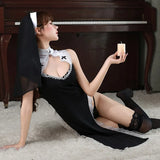 Sex Lingerie Nun Costume Role-Playing Hollow Uniform Seduced Passionate Maid Open-Fork Uniform