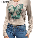 Retro T-shirts Women Flower Print Crop Tops Slim Fit Casual Kawaii Tees Tshirts 90S E-Girls Streetwear Clothes-Outfit