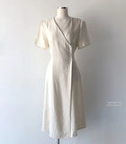 South Korea chic Midi Dress Women Summer Japan Style Retro Vintage Design Solid Button Shirt Dress Cotton Linen Flhjlwoc