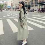 Style Double-Breasted Long Women Trench Coat Belted with Flaps Spring Autumn Lady Windbreaker Duster Coat Female
