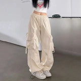Streetwear Y2K Cargo Pants Women Harajuku Hip Hop Big Pockets Wide Leg Trousers Woman Korean Loose High Waist Casual Pants-Outfit