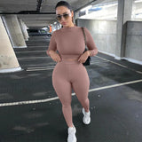 Woherb And Winter New Women's Casual Two-Piece Slim Long Sleeve Sports Suit-Outfit