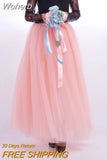 Women 7 Layer 100cm Party Tulle Ball Gown Skirt Banquet Wedding Faldas Mujer Elastic Waist Bow Tie Belt Tutu Skirt QT2178-Outfit