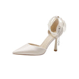 Shoes Wedding Shoes Sweet High Heels Princess Shoes Female Pointed Fine Heel Single Shoes With Skirt French Small