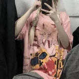 Gray T Shirt Loose Summer Oversize T Shirt Women Harajuku Punk Short Sleeves T-shirts Tops Tee Hip Hop T-Shirt for