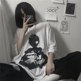 Gray Tshirt Streetwear Loose Summer T Shirt Women Harajuku Punk Short Sleeves T-shirts Tops Tee Hip Hop Loose Tshirt