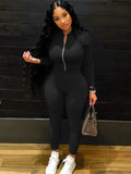Kliou Solid Simple Two Piece Set Women Sheath Slim Casual Sporty Long Sleeve Zipper Top+Body-Shaping Female Activewear