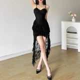 Woherb Summer New Women's Wear Pure Desire Wind Sexy Hot Girl Hollow Out Lace Package Hip Dress-Outfit