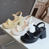 Woherb Women Summer 2023 Fashion Casual Platform Bottom With Skirt High Heel Thick Heel Shoes A Word With Beach Shoes