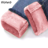 Winter Jeans Women High Waist Jeans Fleece Warm Female Long Pantalon Thick Blue Cotton Denim Trousers 2022 New 11371-Outfit