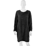 2020 Autumn Winter New Elegant Fashion O Neck Women's Dress Causal Loose Solid Plush Long Sleeve Ladies Dress Plus