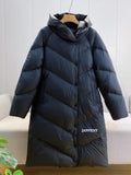 2022 New Winter Hooded Ultra Light Feather Long Down Jacket Women Loose Fit Warmth Solid Color Fluffy Puffer Casual