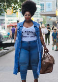 Spring Blue Jeans Ripped Long Plus Size Denim Vest